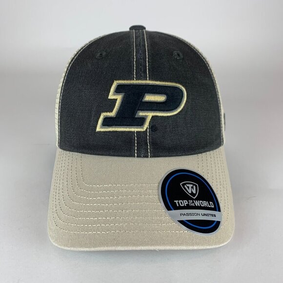 Purdue Boilermakers Black Gold Top of the World Relaxed Fit Snapback Trucker Hat - Picture 2 of 5